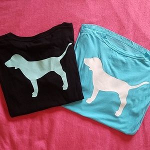 2 PINK Victoria's Secret Dog Pocket Tees S